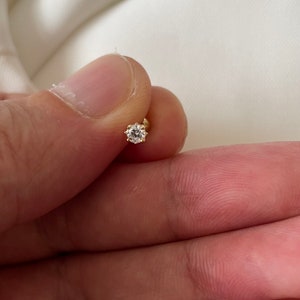 Genuine 9CT Yellow Gold HELIX CARTILAGE STUD - Helix Gold stud / Cartilage Earring - Stone Set Helix Piercing  Stud