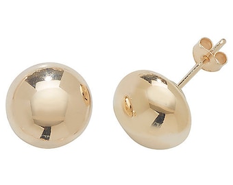 Echte 9CT geelgouden oorbellen - 9mm knop Stud OORBELLEN 375 Hallmarked - 0,70 gram gouden oorbellen - Gift Boxed Earring
