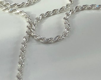 Sterling Silver Rope Chain - 2mm Unisex Necklace (18-24 inch)