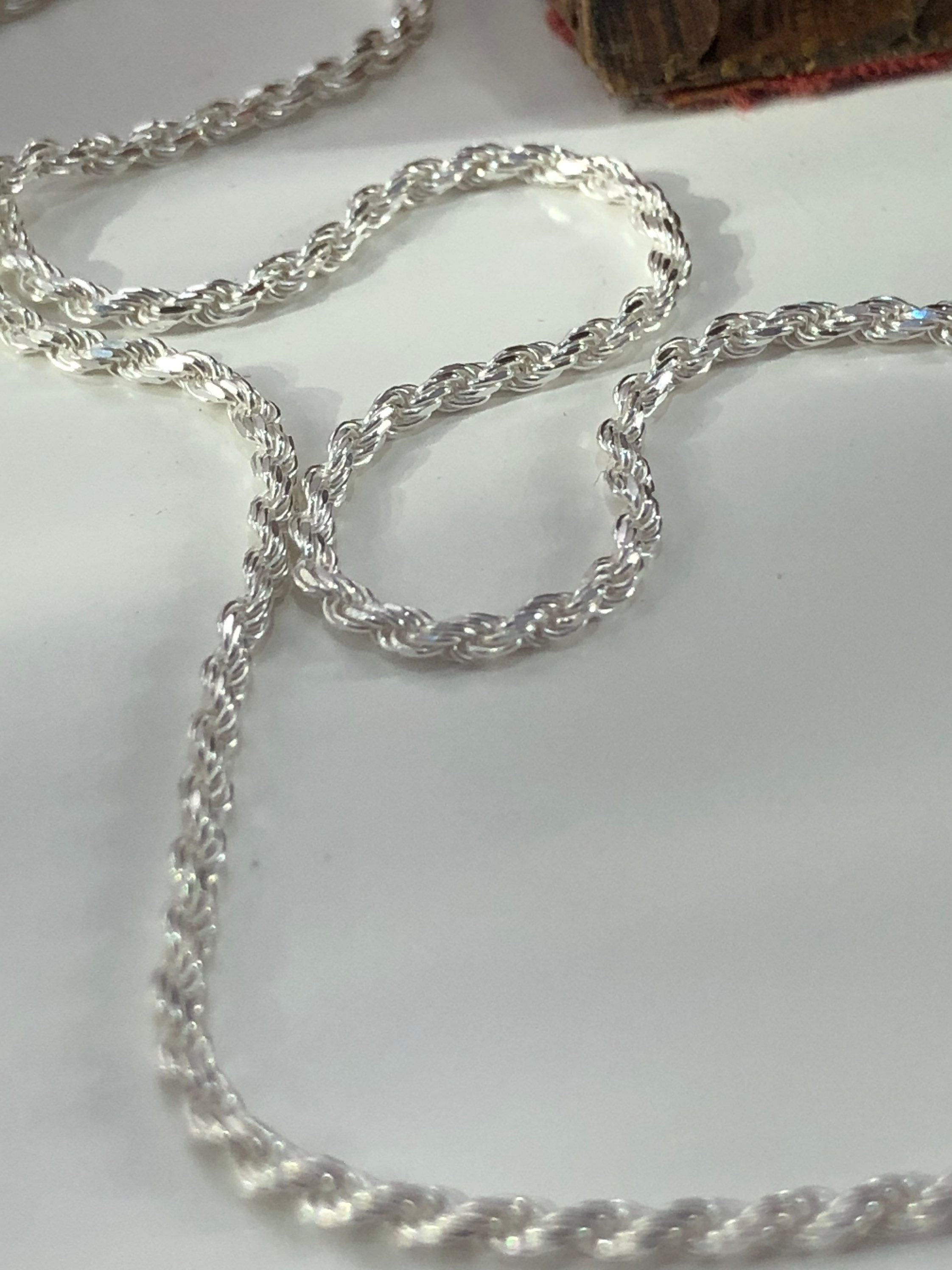 Collana In Argento 925 Catena A Corda 1,2 Mm - Lunghezza 16-24 Pollici - Chiusura A Molla