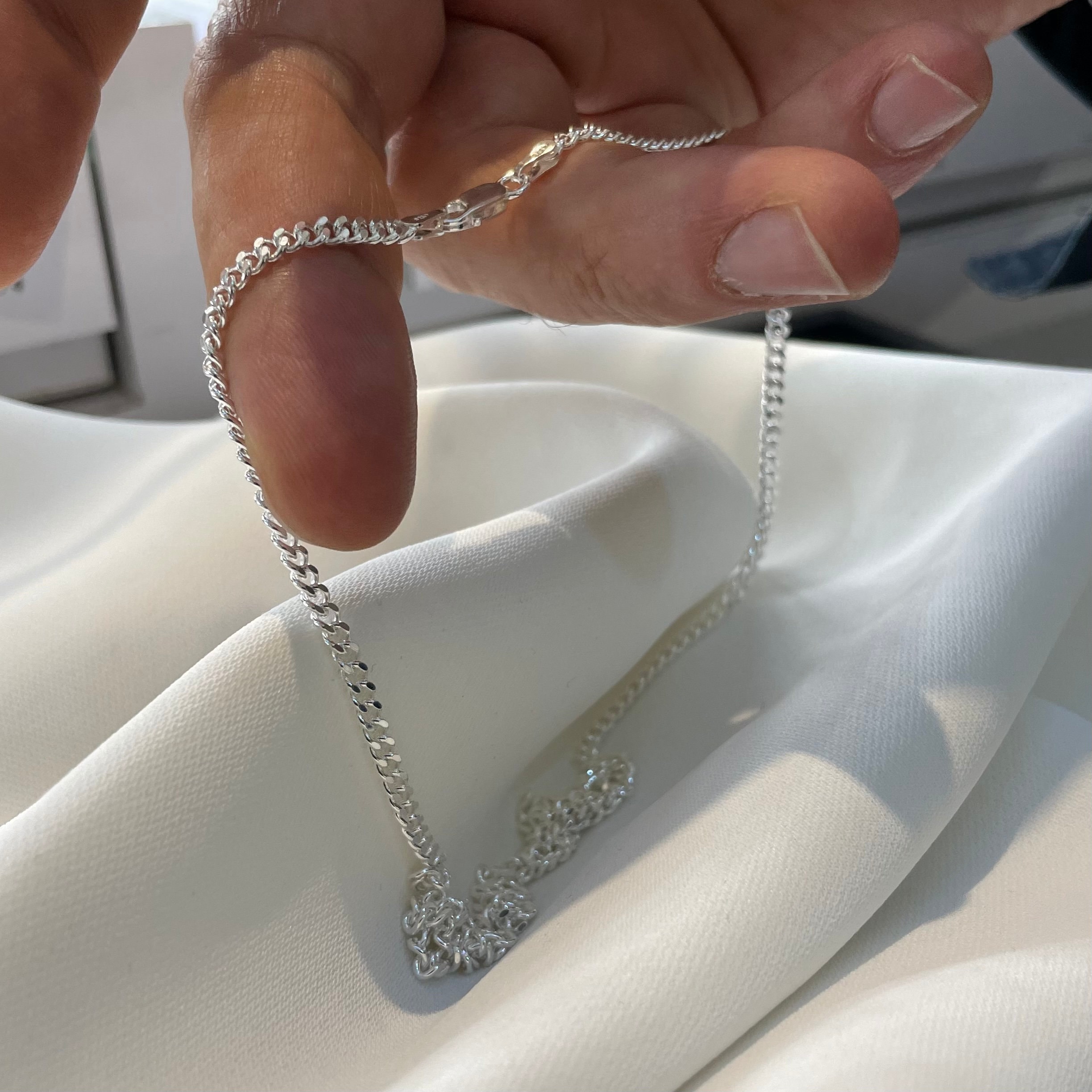 Silver Close Curb Chain - Men's Chain Sterling Silver 925