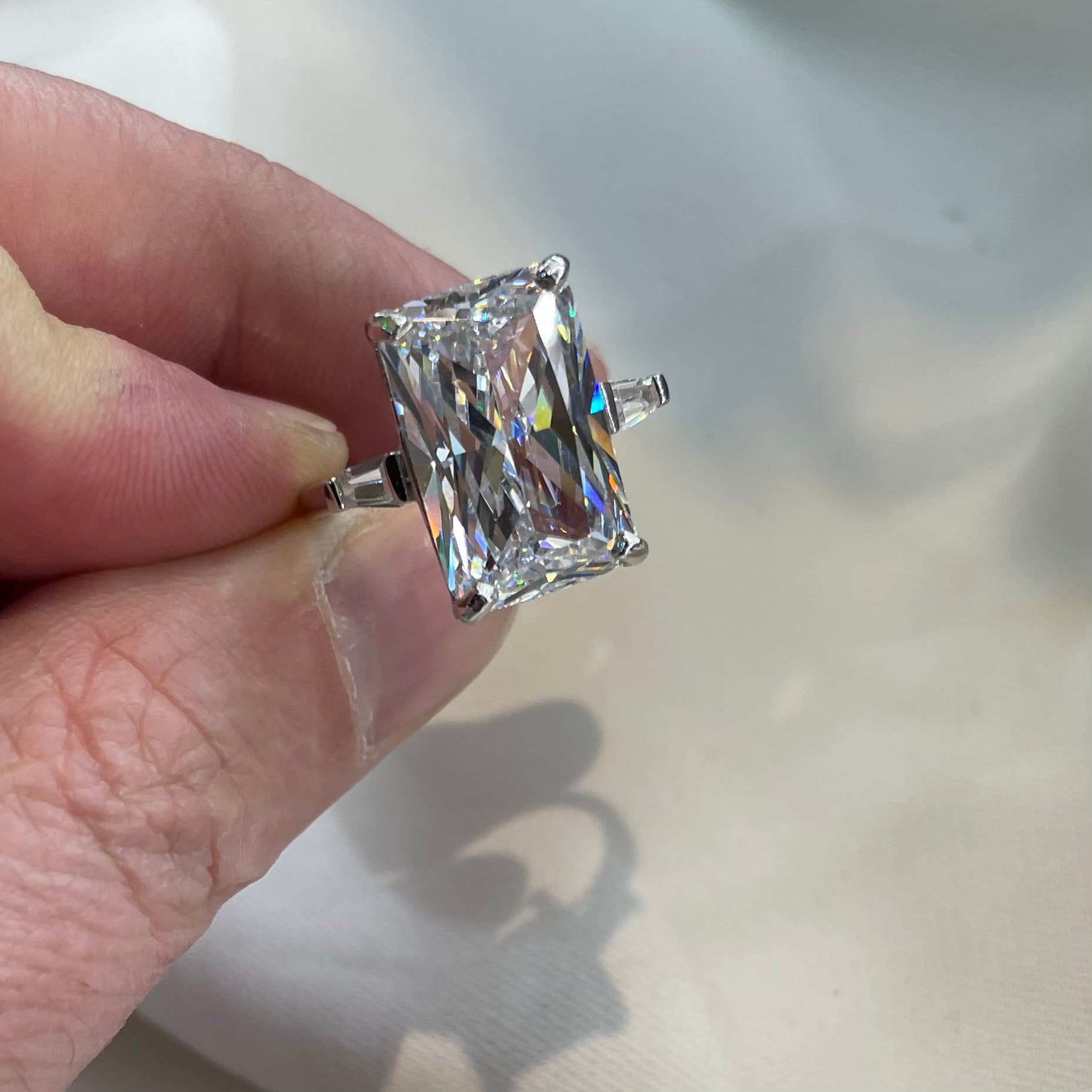 8.5 Carat Princess Cut Created Diamond Ring 925 Sterling