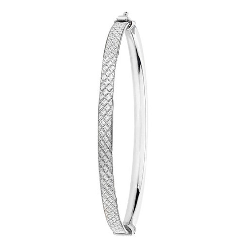 Sterling Silver Ladies Oval Moondust Hinged Bangle 6.12 Grams Gift Boxed