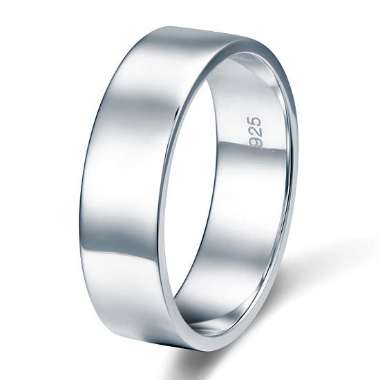 Men's Solid Sterling 925 Silver Wedding Band Ring Rhodium - Etsy UK