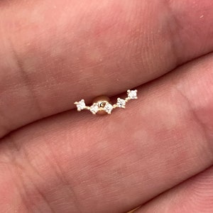 Genuine 9ct Yellow Gold CZ Constellation Cartilage 6mm Post Stud 0.33 Grams - Gift Boxed Cubic Zirconia Cartilage