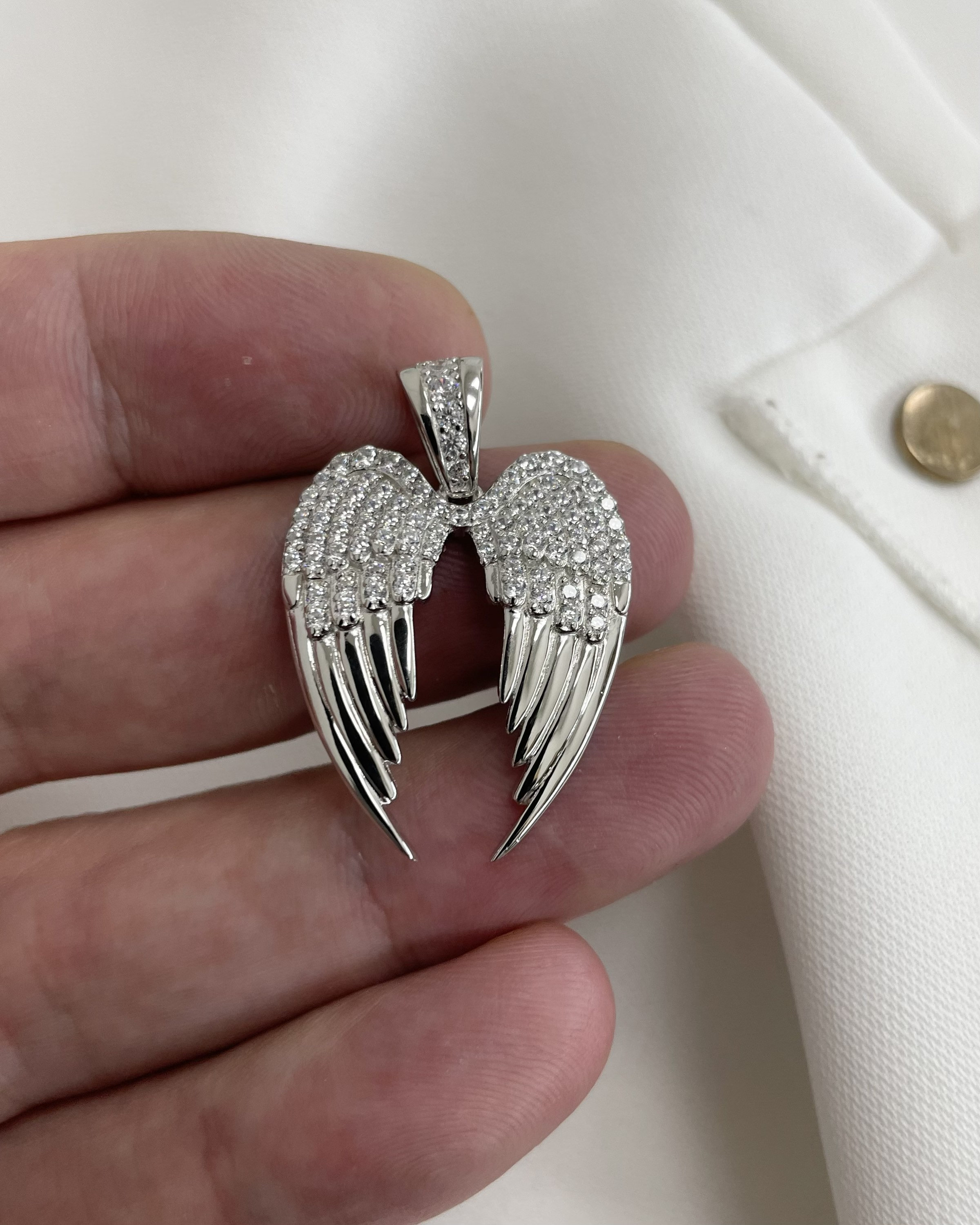Hallmark Fine Jewelry Angel Wings Diamond Pendant in Sterling