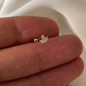 Genuine 9ct Yellow Gold CZ Lotus Flower Cartilage 6mm Post Stud 0.34 Grams - Gift Boxed