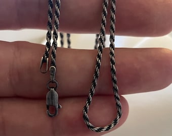 Geoxideerde sterlingzilveren touwketting - 2 mm uniseks ketting