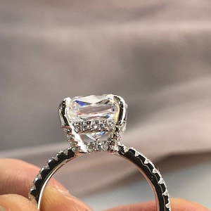 5 Carat Cushion Created Diamond 925 Sterling Silver Engagement Wedding Ring Genuine Gold image 2