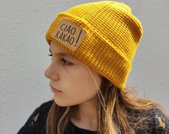 Beanie Patch Label *Ciao Kakao* Snappap Leder DIY Nö Wild one Love Boss Moin