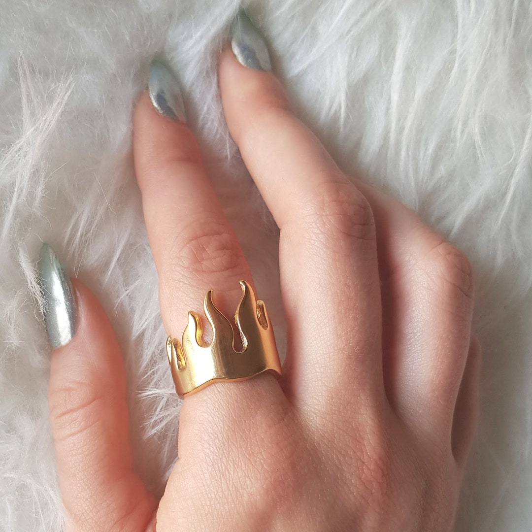 Golden Flame Ring - Etsy