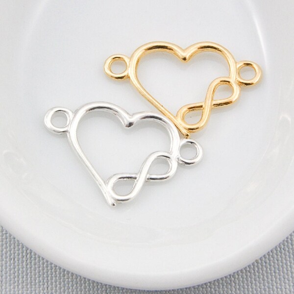 Silver Infinity Charm with Silver Heart