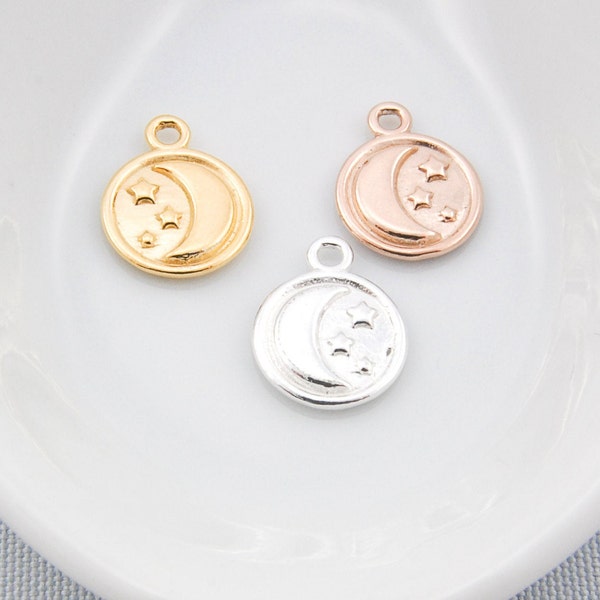 Gold Crescent Moon Charms Moon Phase Coin Necklace