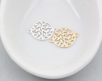 Silver Circle Leaf Pendant for leaf necklace