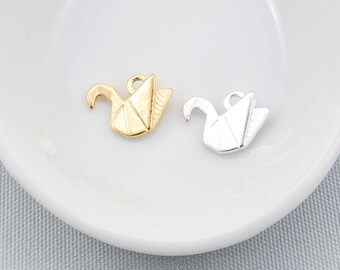 Silver 3d Origami Swan Animal for Origami Jewelry