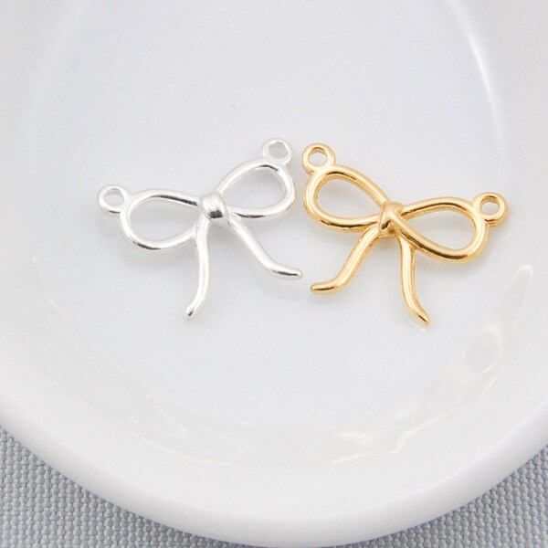 Silver Bow pendant or Gold Bow for Bow Bracelet