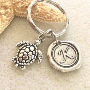 Initial Sea Turtle Keychain Turtle Gifts Dreaming of the Sea Jewelry ...