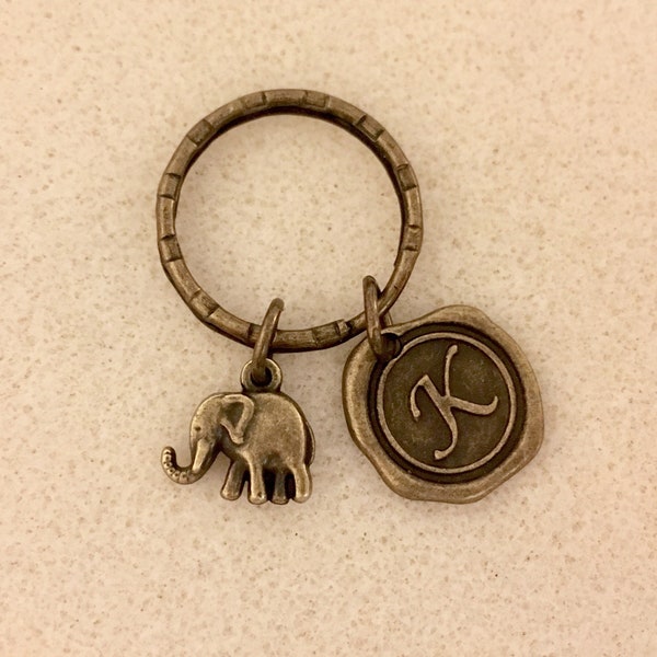 Lucky elephant keychain with letter elephant gifts elephant key chain elephant key ring good luck gifts lucky gifts friendship gifts friends