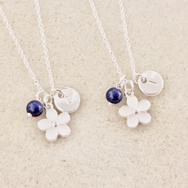 Navy blue flower girl necklace gift for flower girl gift toddler flower girl little girl gifts flower girl proposal flower necklace