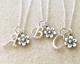 Personalized flower girl necklace with letter bridesmaid gift flower girl gift wedding gift wedding favors bridesmaid proposal
