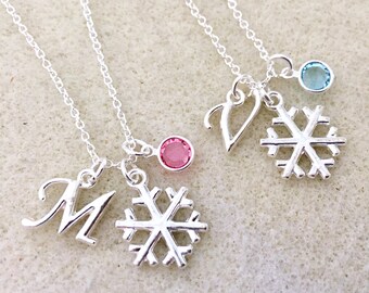 Swarovski birthstone Bridesmaid snowflake necklace Christmas necklace winter bridesmaid gift Frozen necklace Frozen birthday party outfit