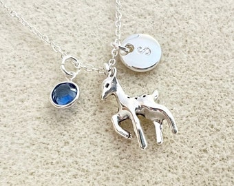 3D baby deer necklace with letter Christmas gift daughter friend girl Christmas necklace deer lovers gift woodland animal necklace deer gift