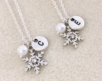 Christmas necklace with snowflake necklace snowflake gift for Christmas gift winter necklace frozen necklace Girl Scout gifts for girls