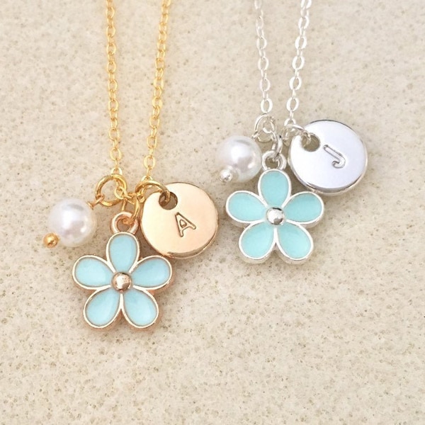 Light blue necklace flower girl gift for flower girl necklace toddler flower girl little girl gifts little gift necklace little girl jewelry