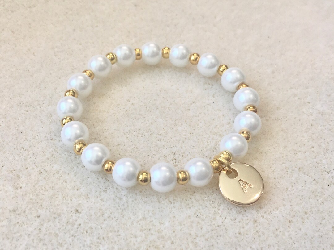 Gold White Pearl Flower Girl Bracelet Flower Girl Gift Ideas Gold