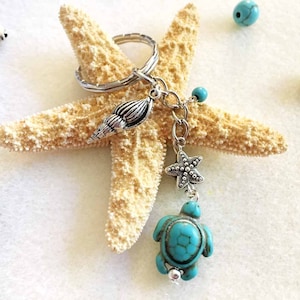 Sea turtle keychain turquoise keychain turquoise turtle jewelry custom keychain gift for her custom gifts for mom gift for her