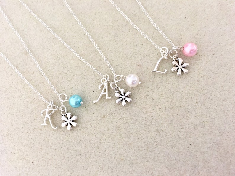 SET of necklaces for flower girls personalized flower girl set bridesmaid set flower girl gift set wedding proposal jr bridesmaid gift image 7