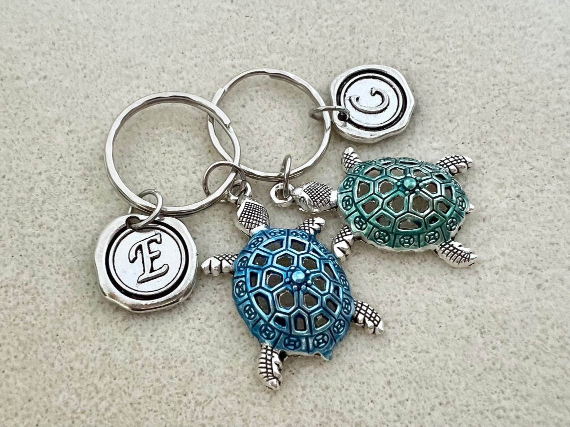 Blue Sea Turtle Keychain Sea Turtle Gifts Sea Turtle Key Chain Beach ...