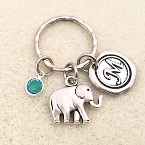 Personalized Lucky Elephant keychain with letter elephant gifts friendship keychain gift lucky necklace bff keychain friendship gifts mom