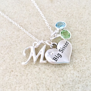 Big sister necklace with letter big sister gift for big sister birthday gift new big sister gift from baby announcement gift for sister