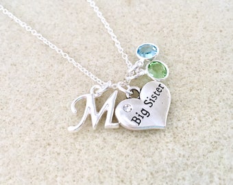 Big sister necklace with letter big sister gift for big sister birthday gift new big sister gift from baby announcement gift for sister