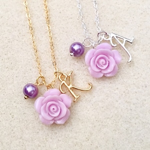 Lavender flower girl necklace toddler flower girl gift little girl gift custom flower girl gift flower girl proposal jr bridesmaid gift