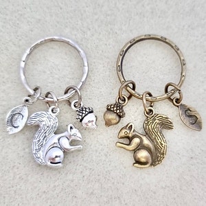 Squirrel gifts for women squirrel keychain squirrel lover gift cute little squirrel with nut animal lover gift squirrel girl gift