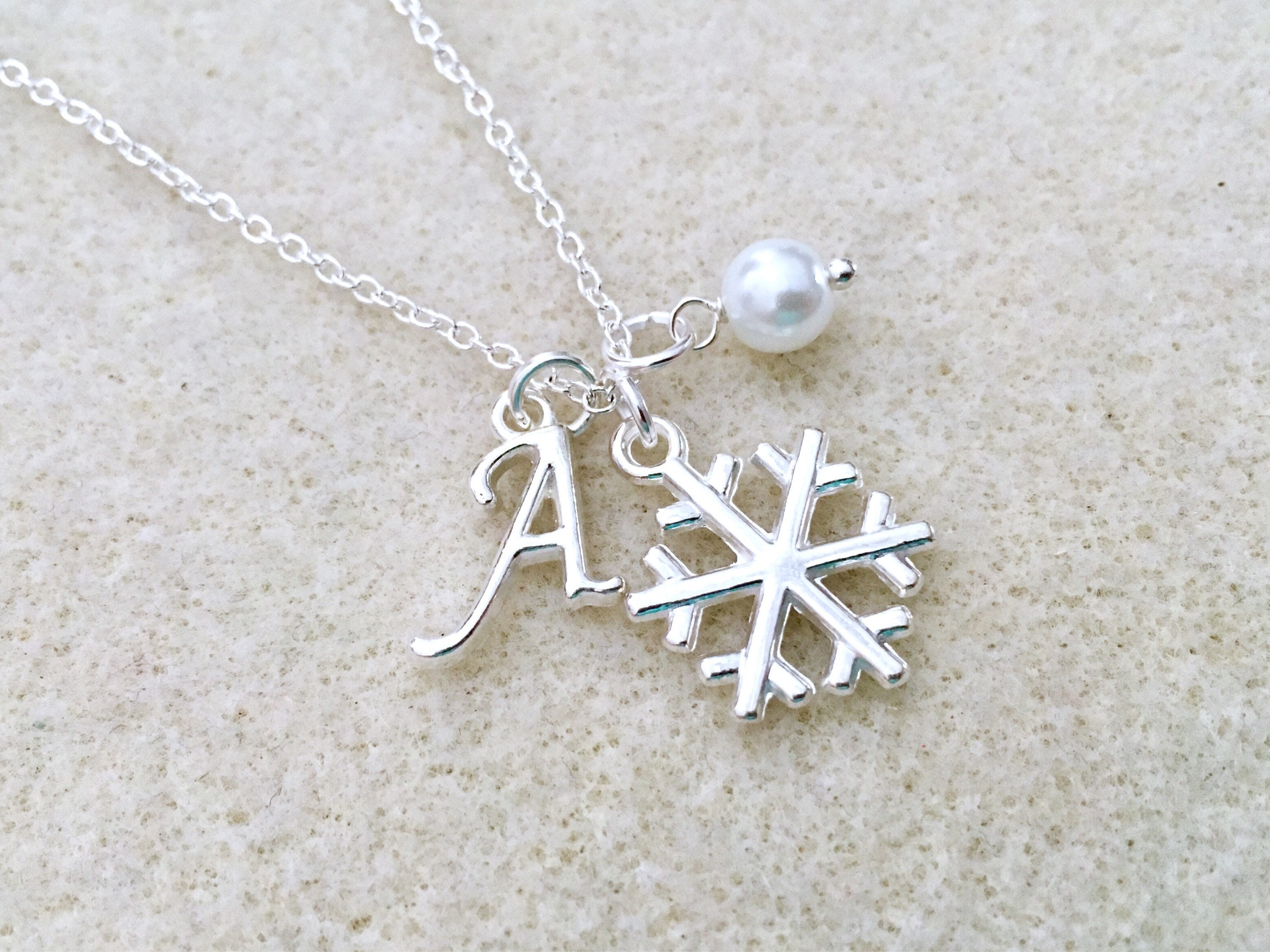 Snowflake Necklace with Letter Snowflake Necklace with Letter