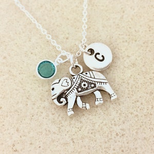 Personalized Lucky Elephant Necklace with letter elephant gifts friendship necklace gift lucky necklace bff necklace friendship gifts mom