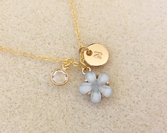 Swarovski birthstone flower girl necklace flower necklace flower girl gift for flower girl Frozen necklace Frozen gift blue flower girl gift
