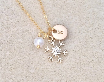 Flower girl gift Christmas necklace with snowflake necklace snowflake gift for Christmas gift frozen necklace Girl Scout gifts for girls