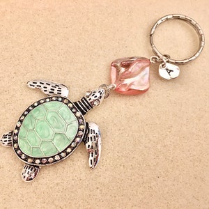 Sea turtle keychain turquoise jewelry personalized gift initial keychain car accessories beach keychain ocean keychain beach gifts