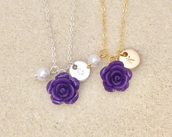 Purple flower girl necklace purple necklace toddler flower girl gift little girl gift custom flower girl gift jr bridesmaid gift flower girl