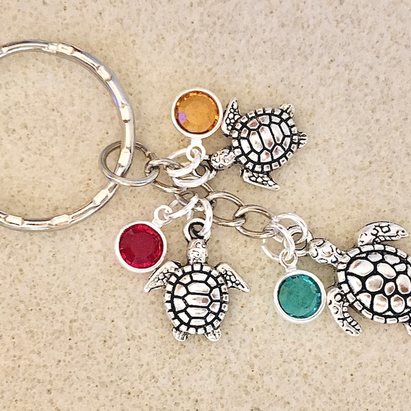 Birthstone turtle keychain for grandma keychain birthstone keychain for mom keychain mother keychain mother in low gift mother key chain