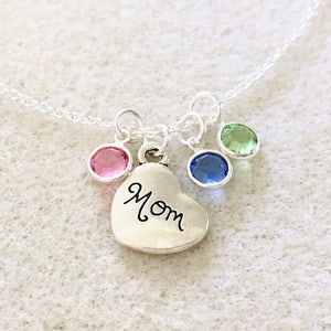 New mom necklace with Swarovski birthstones mom birthday gift for mother jewelry mother Christmas gifts for mom new mom jewelry gift