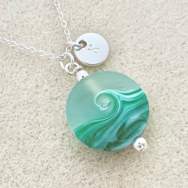 Green ocean necklace beach necklace ocean wave necklace sea glass necklace ocean necklace beach wedding gifts beach bridesmaid necklace