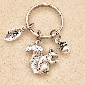 Silver 3D squirrel keychain squirrel gift for men squirrel lover gift cute little squirrel with nut animal lover gift squirrel girl gift