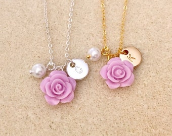 Lavender flower girl necklace toddler flower girl gift little girl gift custom flower girl gift flower girl proposal jr bridesmaid gift