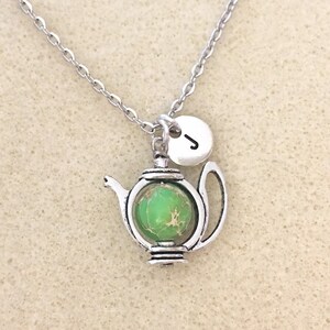 Light green teapot necklace tea lover gift teapot jewelry tea party tea gift tea pot necklace green necklace Christmas gift mom gift grandma