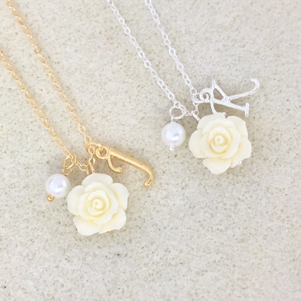 Ivory flower girl necklace toddler flower girl gift little girl gifts custom flower girl gift flower girl proposal junior bridesmaid gift